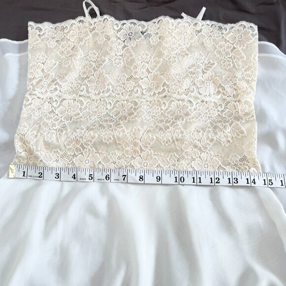 Via Nicci Lace Chiffon Maxi Nightgown White Ivory Size Medium | Coquette Retro - Picture 9 of 10